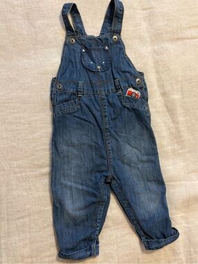 La Compagnie des Petits French Denim Cat Overalls 18M